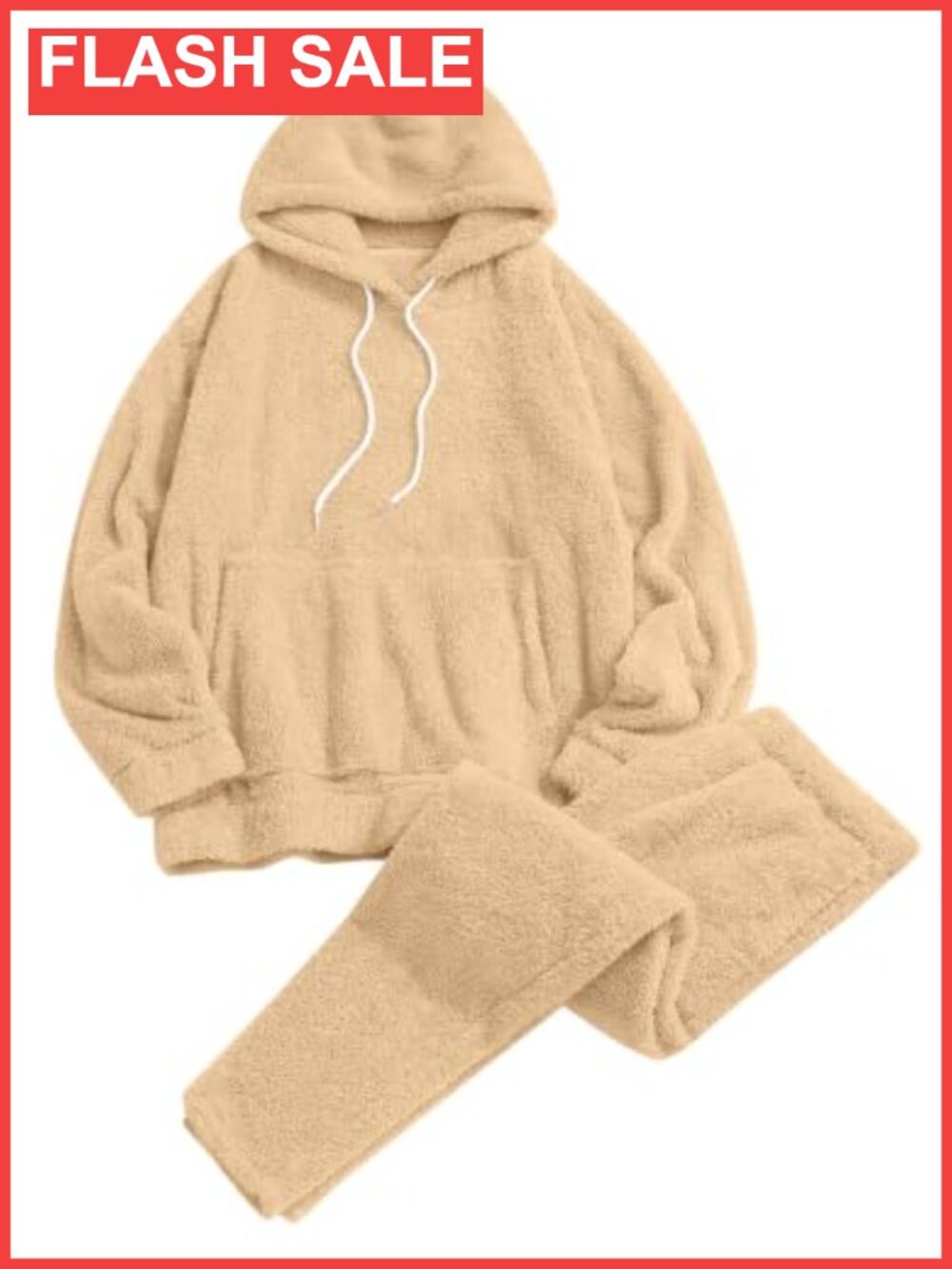 Fuzzy Fleece Hoodie & Pants Pajama Set Warm Loungewear